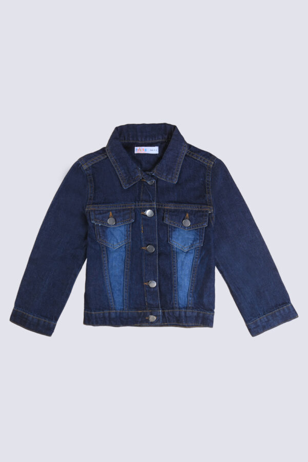 Butterfly Embriodered Girls Jacket Dark Wash