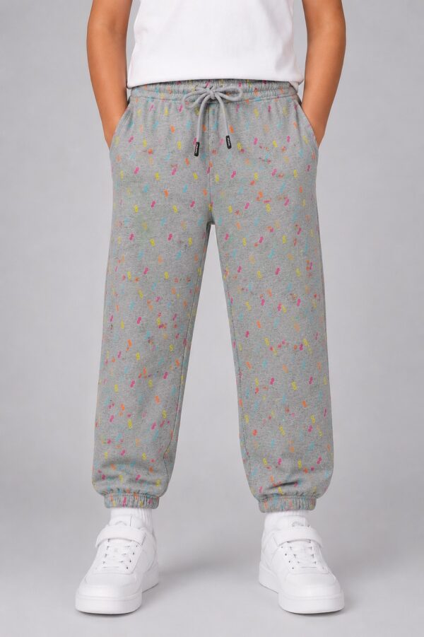 Boys Grey Printed Trouser