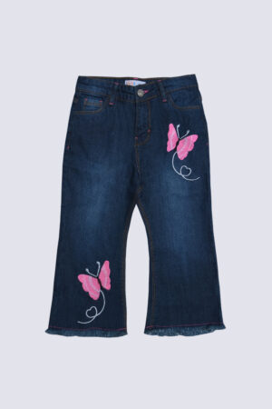 Buterfly embrioderd flare jean