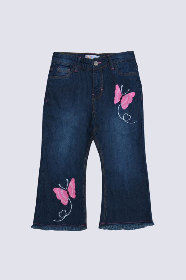 Buterfly embrioderd flare jean