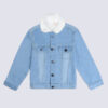 Butterfly Embriodered Girls Jacket Light wash