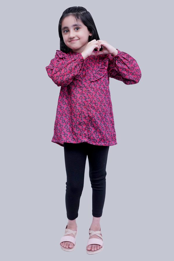 Frill Coullar Printed Top