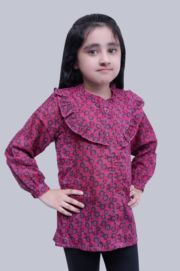 Frill Coullar Printed Top