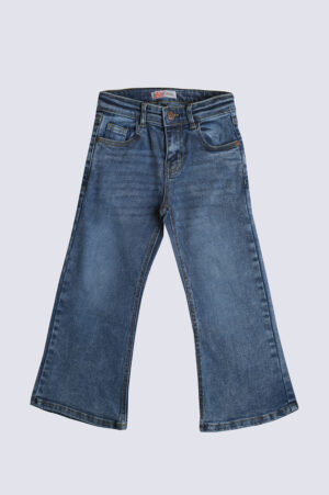 Girls dark wash wide leg jeans