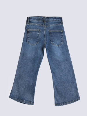 Girls dark wash wide leg jeans
