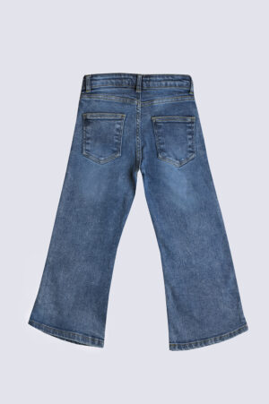 Girls dark wash wide leg jeans