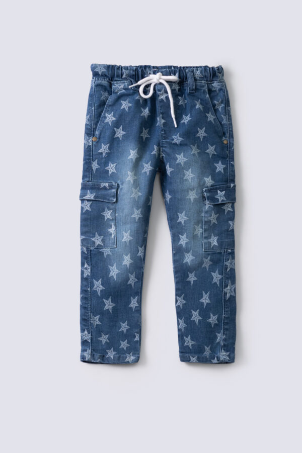 Printed Cargo Girls Jeans