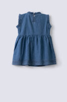 Embroidered Denim Girls Frock