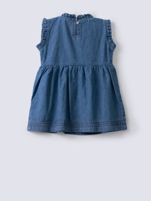 Embroidered Denim Girls Frock