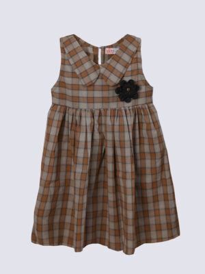 Girls Brown Checked Frock
