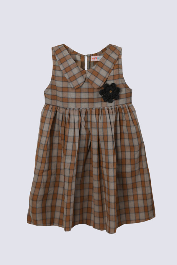 Girls Brown Checked Frock