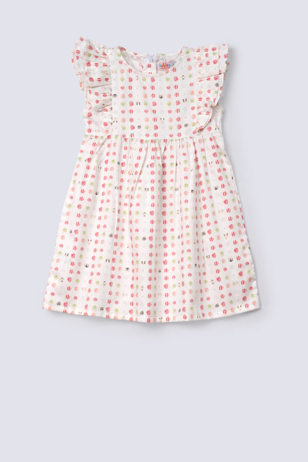 Double Frill Sleeves Printed Frock
