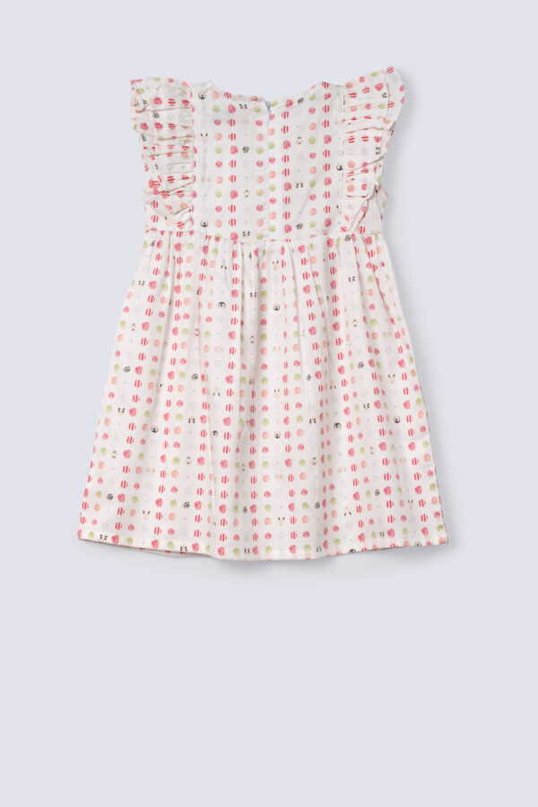 Double Frill Sleeves Printed Frock