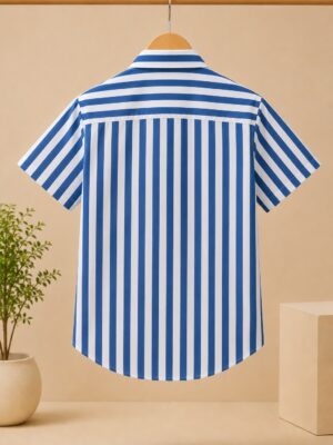 Stripe Short Sleeves Shirt backsdie