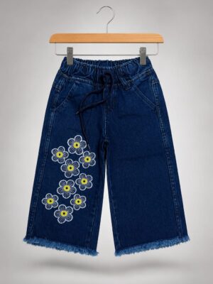 Wide leg embroiderey jeans