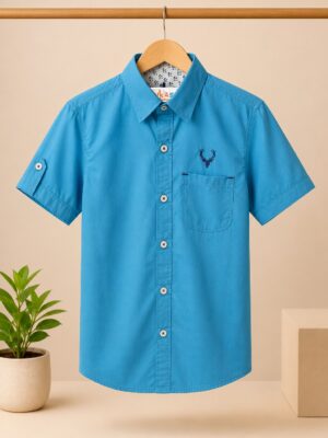 Boys Sky Blue Cotton Shirt