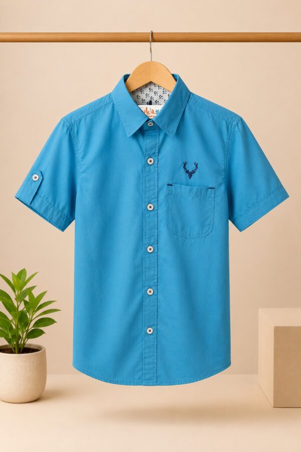Boys Sky Blue Cotton Shirt