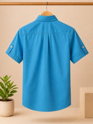 Boys Sky Blue Cotton Shirt backside