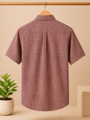 Checked button down shirt backside
