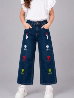 Heart Embroidered  jeans