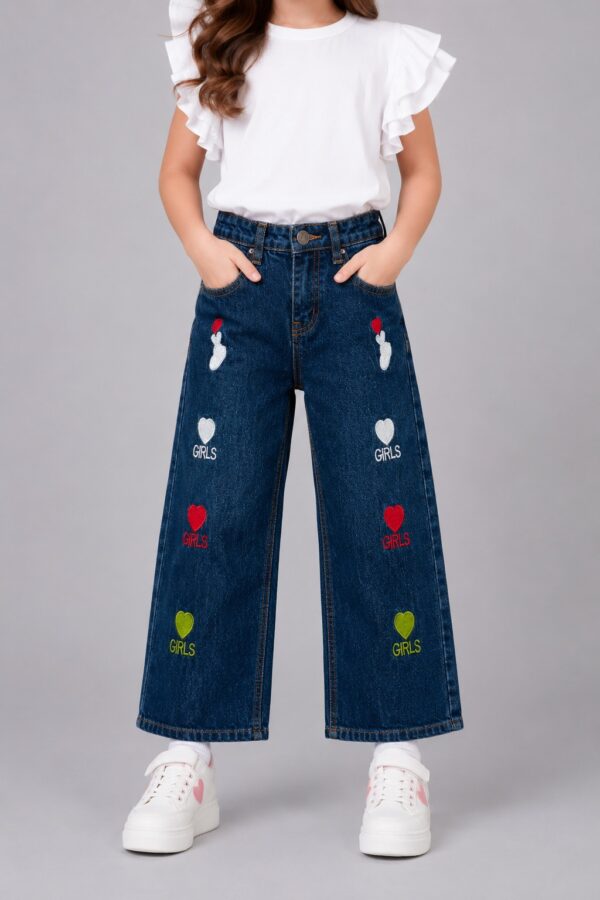 Heart Embroidered  jeans
