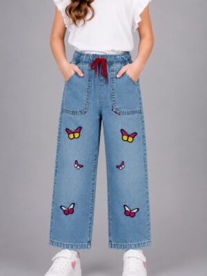 Trendy Butterfly Wide Leg Jeans