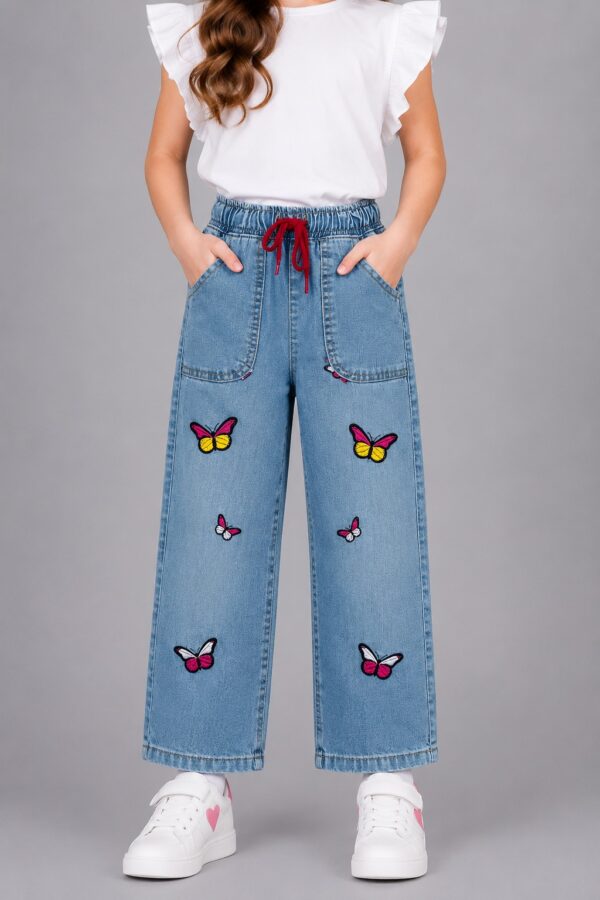 Trendy Butterfly Wide Leg Jeans