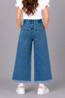 Girls Embroidered Wide Leg Denim