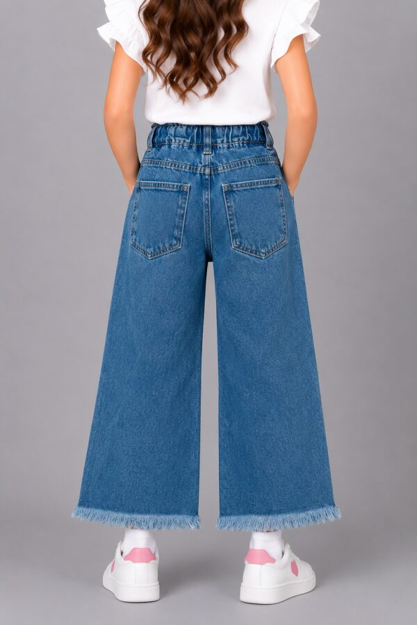 Girls Embroidered Wide Leg Denim