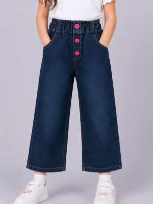 Girls Elastic Waist Capri Jeans