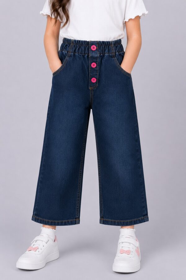 Girls Elastic Waist Capri Jeans