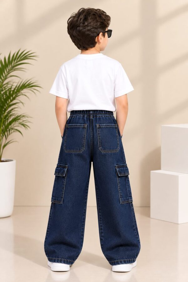 DARK BLUE BOYS CARGO JEANS