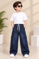 DARK BLUE BOYS CARGO JEANS