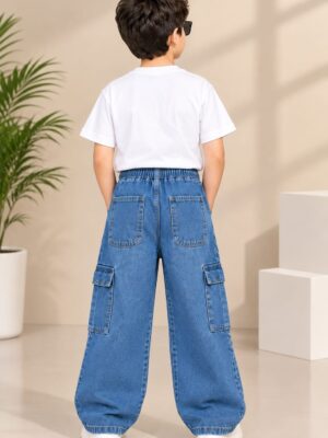 LIGHT BLUE BOYS CARGO JEANS .