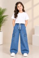 LIGHT BLUE GIRLS CARGO JEANS