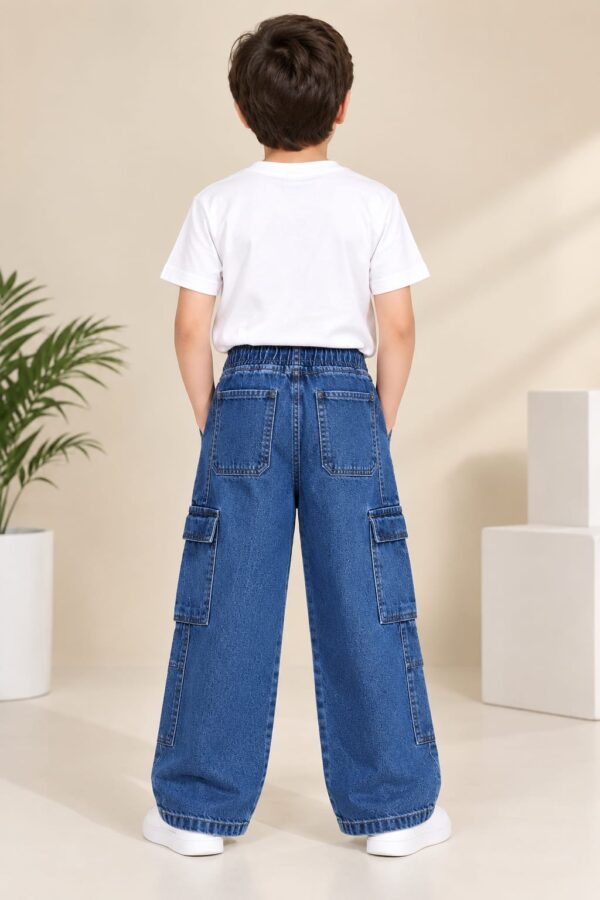 MID BLUE BOYS CARGO JEANS